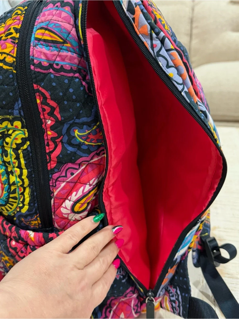 Vera Bradley XL Essential Backpack with Zip Pouch Twilight Paisley